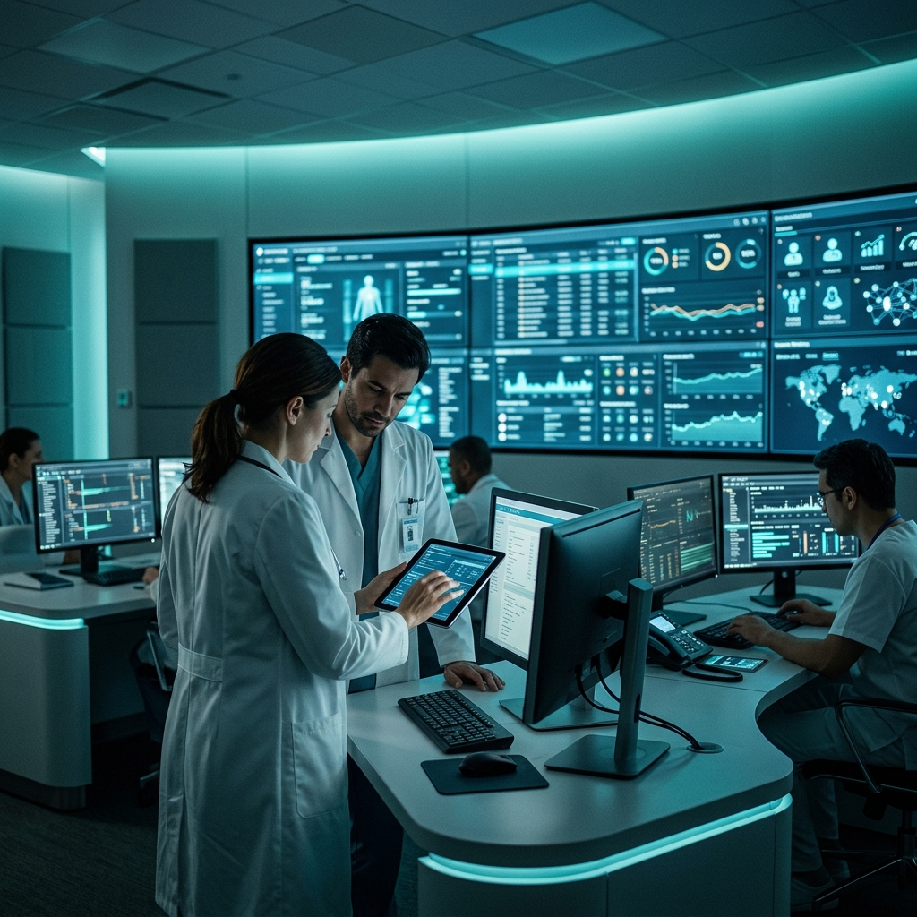 Healthcare professionals using modern technology